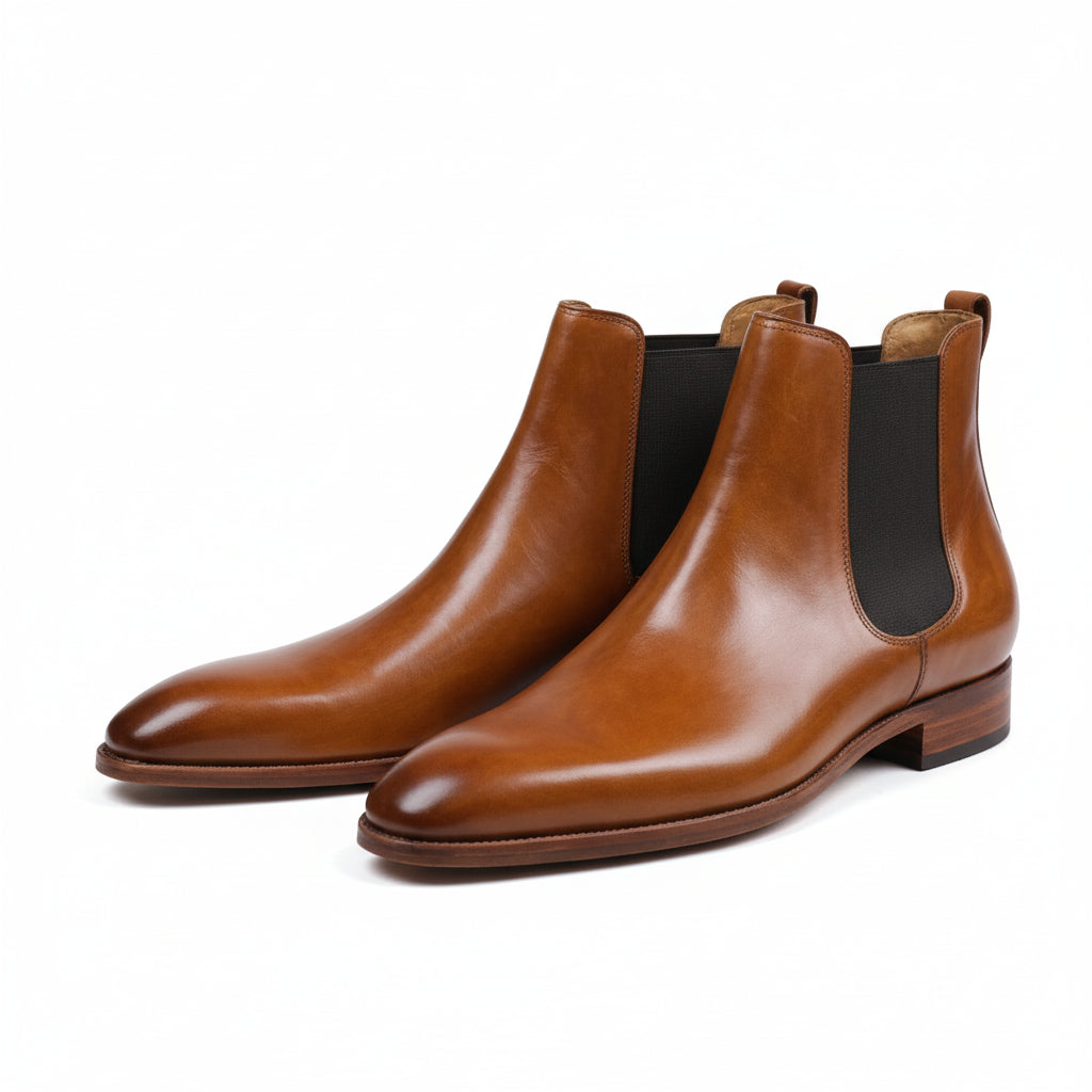 three-quarter-view - Men's Black Leather Chelsea Boots