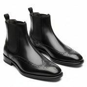three-quarter-view - Men's Black Leather Chelsea Boots