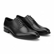 three-quarter-view - Men's Black Leather Derby Dress Shoes