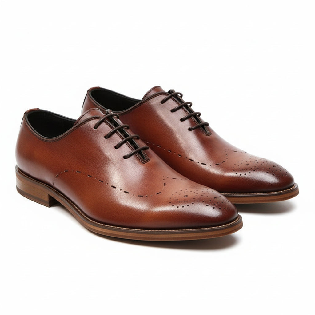 three-quarter-view - Men's Black Leather Derby Dress Shoes