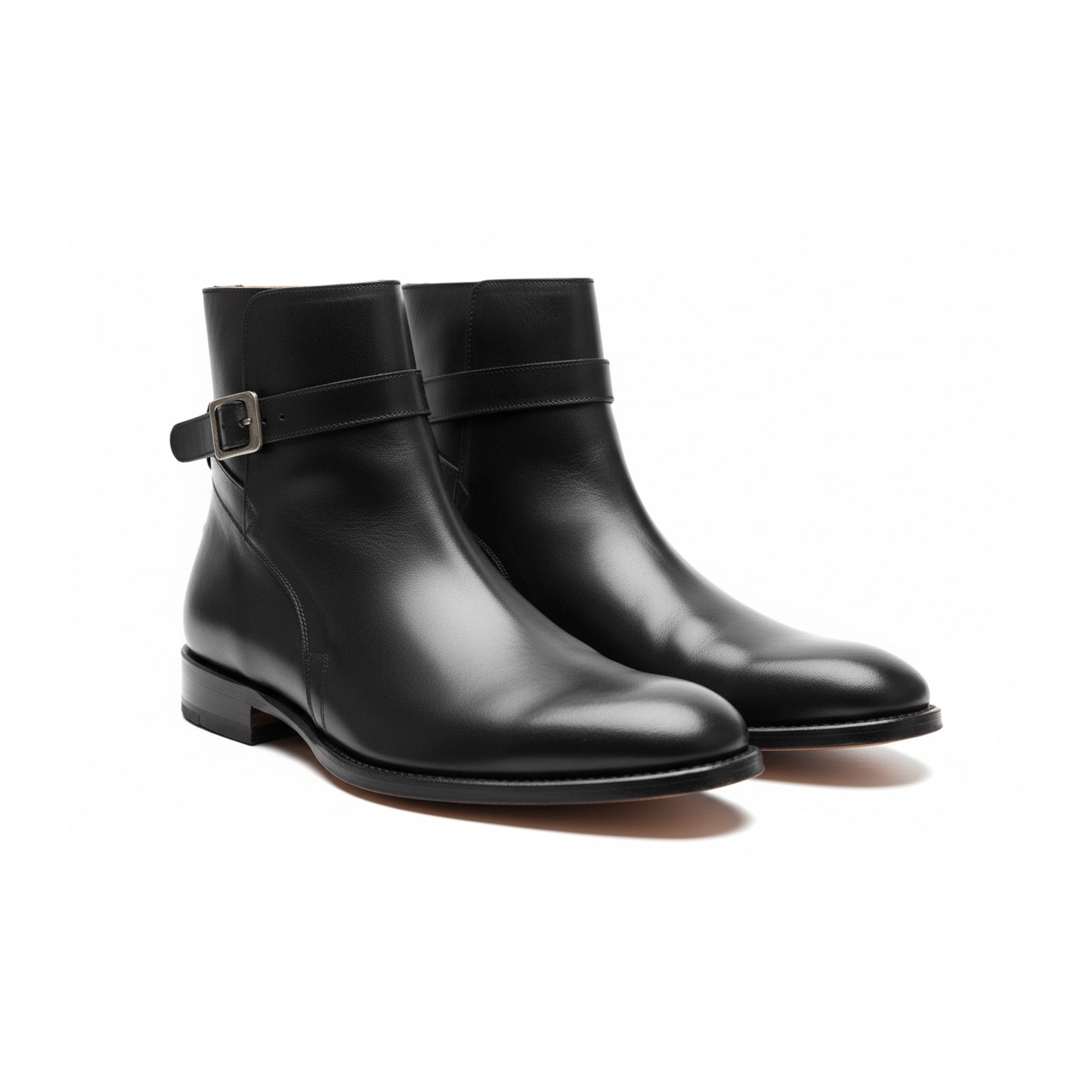 three-quarter-view - Men's Black Leather Jodhpur Ankle Boots