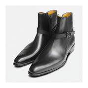 three-quarter-view - Men's Black Leather Jodhpurs Ankle Boots