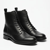three-quarter-view - Men's Black Leather Lace-Up Ankle Boots