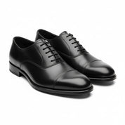 three-quarter-view - Men's Black Leather Lace-Up Oxfords