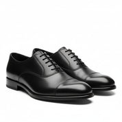 Men's Black Leather Lace-Up Oxfords - three-quarter-view