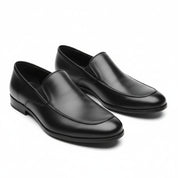 three-quarter-view - Men's Black Leather Moccasin Loafers