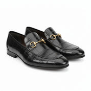 three-quarter-view - Men's Black Leather Moccasins