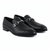 three-quarter-view - Men's Black Leather Moccasins