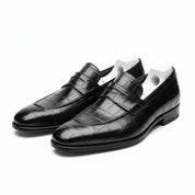 three-quarter-view - Men's Black Leather Moccasins