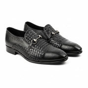 three-quarter-view - Men's Black Leather Moccasins