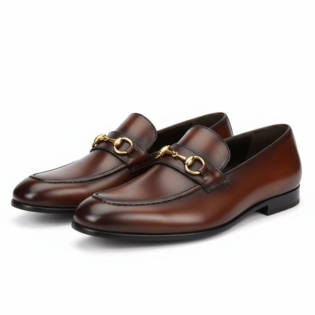 three-quarter-view - Men's Black Leather Modern Loafers