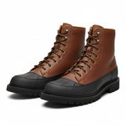 three-quarter-view - Men's Black Leather Moto Boots
