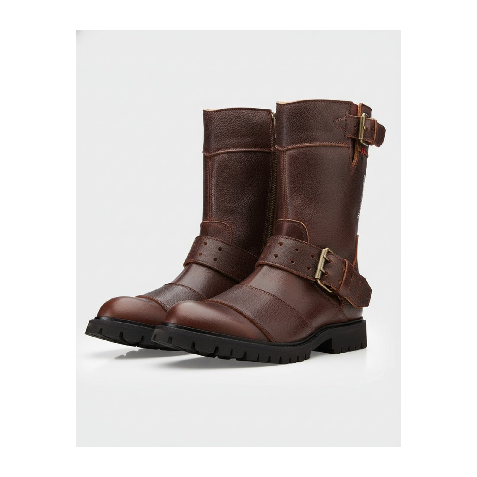 three-quarter-view - Men's Black Leather Motorcycle Boots