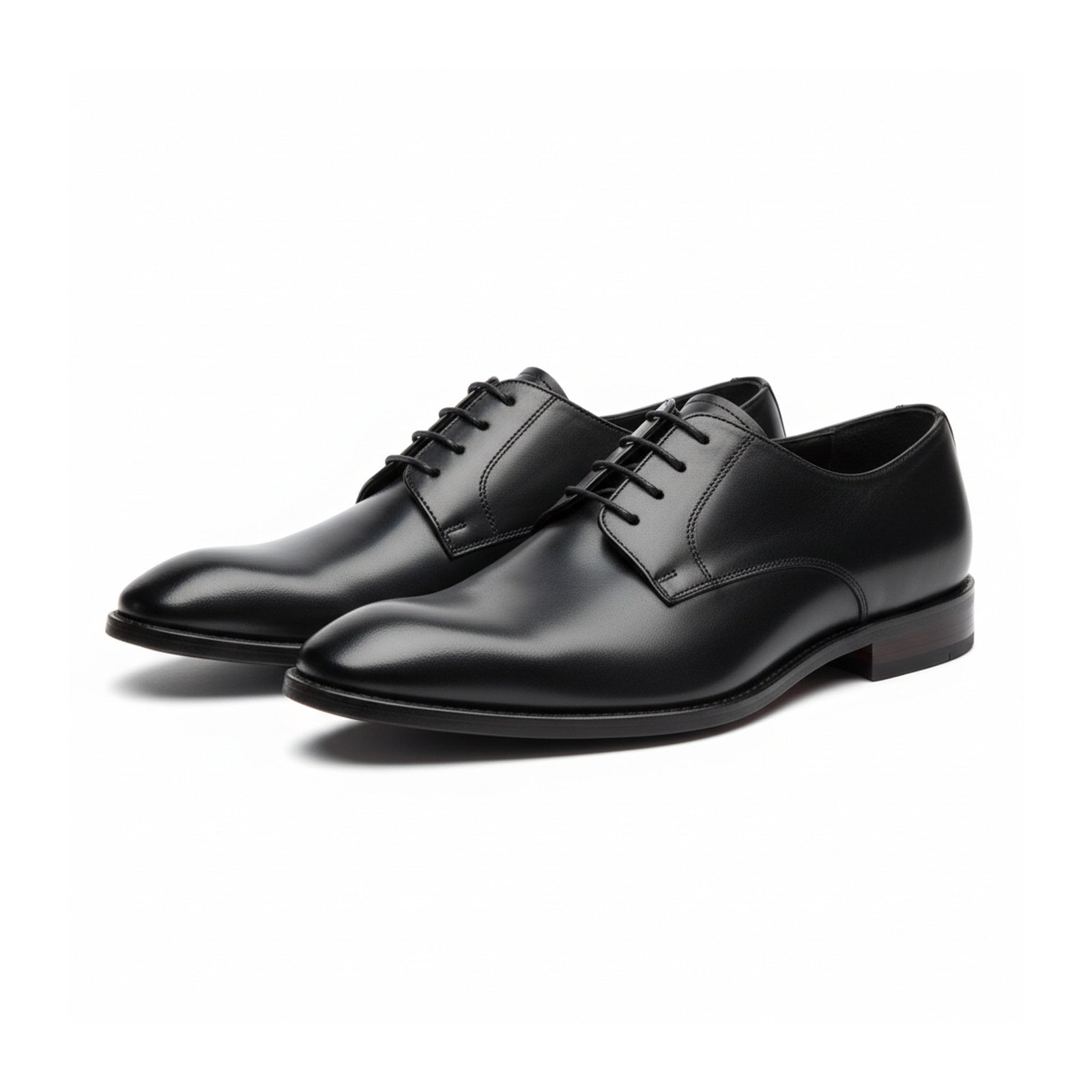 three-quarter-view - Men's Black Leather Oxford Dress Shoes