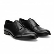 three-quarter-view - Men's Black Leather Oxford Dress Shoes