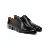 three-quarter-view - Men's Black Leather Oxford Dress Shoes