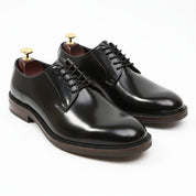 three-quarter-view - Men's Black Leather Oxford Shoes
