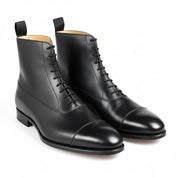 three-quarter-view - Men's Black Leather Tuxedo Boots
