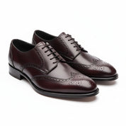 three-quarter-view - Men's Black Leather Wingtip Brogue Dress Shoes