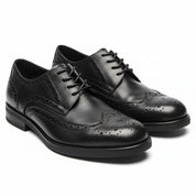 three-quarter-view - Men's Black Leather Wingtip Brogues