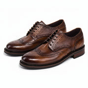 three-quarter-view - Men's Black Leather Wingtip Oxfords