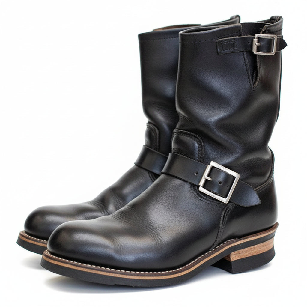 three-quarter-view - Men's Black Leather Work Boots