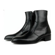 three-quarter-view - Men's Black Leather Zip Boots Engineer Design