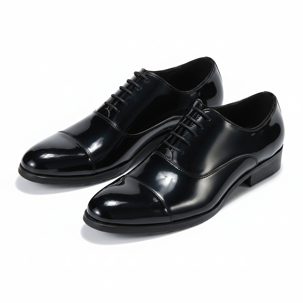 three-quarter-view - Men's Black Patent Leather Formal Dress Shoes