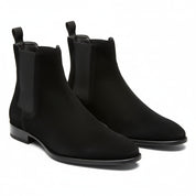 three-quarter-view - Men's Black Suede Chelsea Ankle Boots