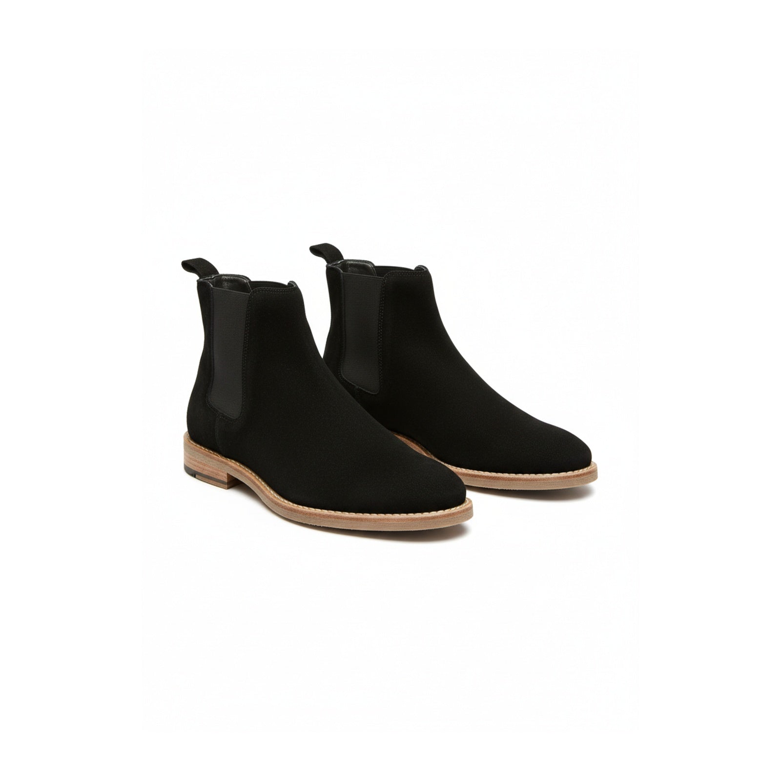 three-quarter-view - Men's Black Suede Chelsea Boots