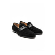 three-quarter-view - Men's Black Suede Moccasin Shoes