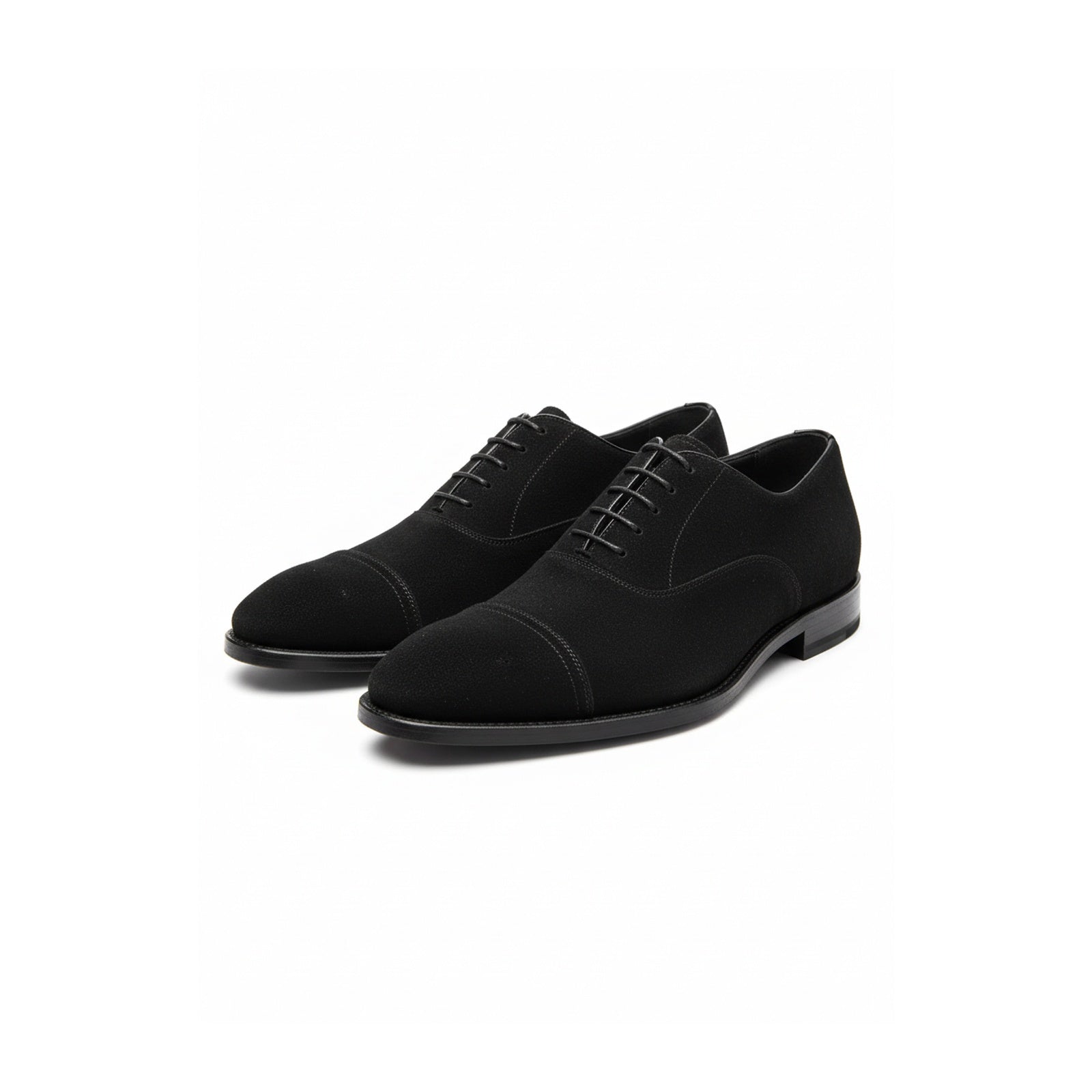 three-quarter-view - Men's Black Suede Oxford Dress Shoes