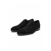 three-quarter-view - Men's Black Suede Oxford Dress Shoes