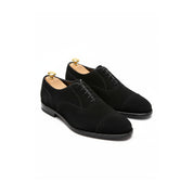 three-quarter-view - Men's Black Suede Oxford Dress Shoes