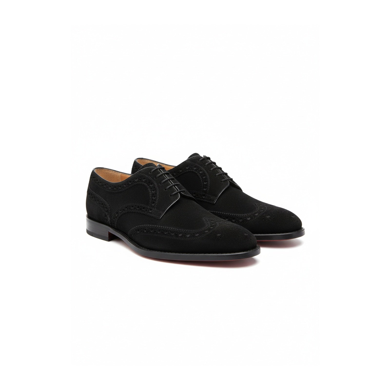 three-quarter-view - Men's Black Suede Oxford Dress Shoes