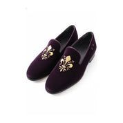 three-quarter-view - Men's Black Velvet Loafers with Leather Details