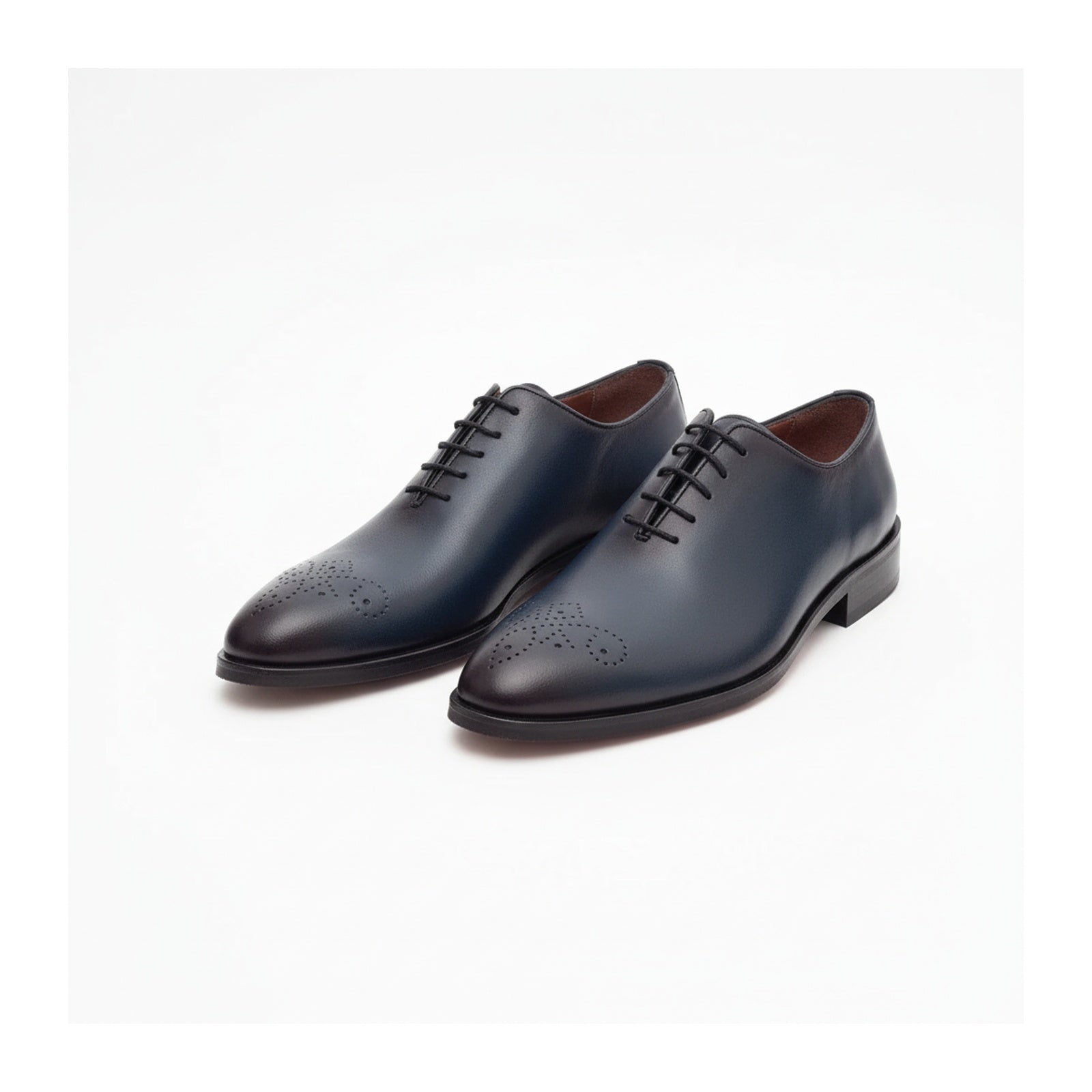 three-quarter-view - Men's Blue Leather Oxford Dress Shoes
