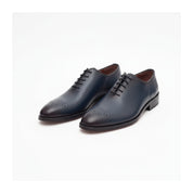 three-quarter-view - Men's Blue Leather Oxford Dress Shoes