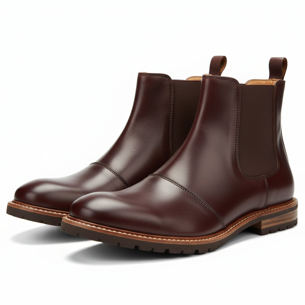 three-quarter-view - Men's Brogue Chelsea Leather Boots