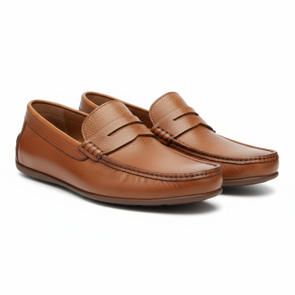 three-quarter-view - Men's Brown Casual Loafer Suede Shoes