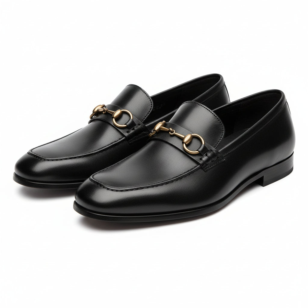 three-quarter-view - Men's Brown Cow Leather Loafers