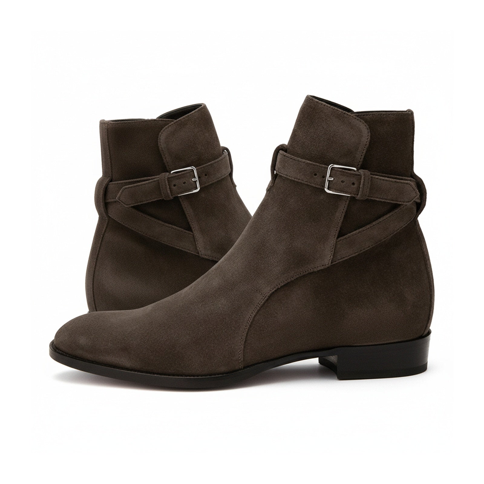 three-quarter-view - Men's Brown Cow Suede Chelsea Boots