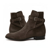 three-quarter-view - Men's Brown Cow Suede Chelsea Boots
