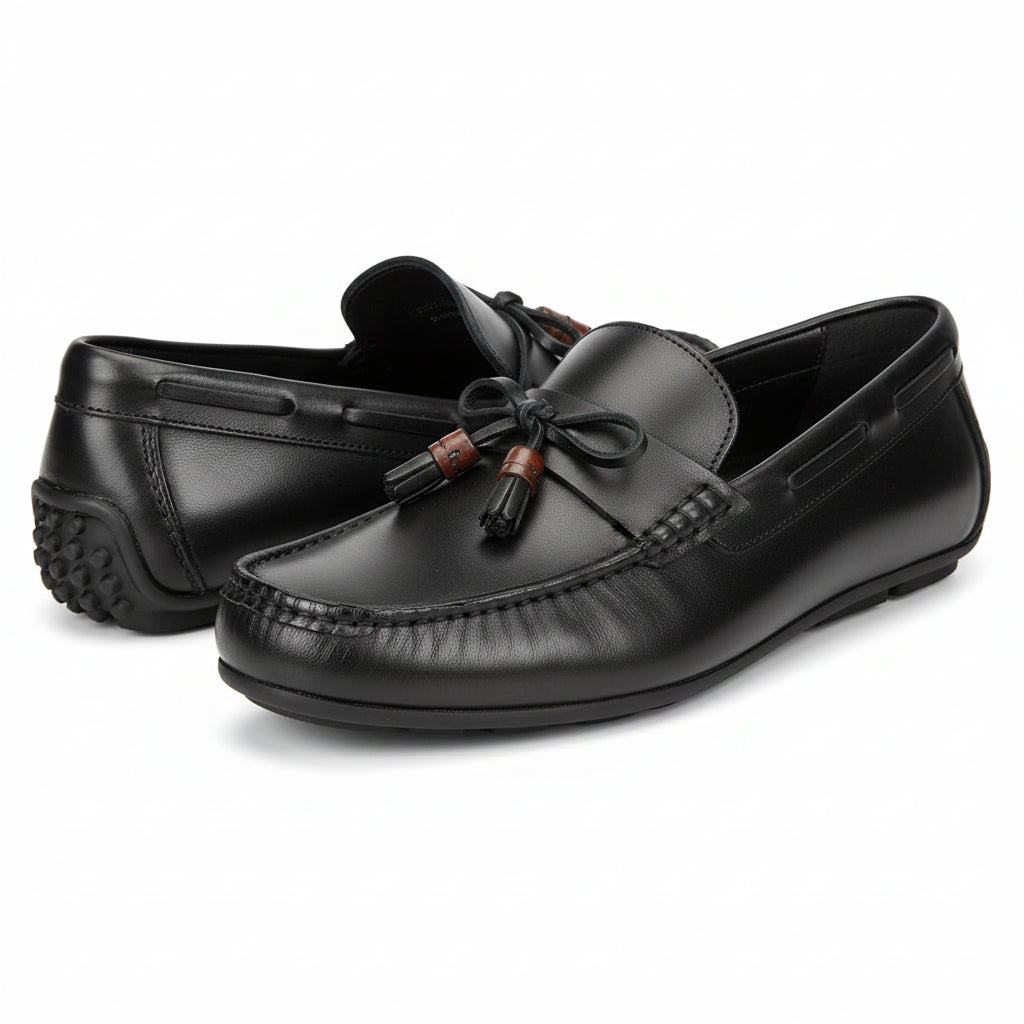 three-quarter-view - Men's Brown Genuine Cow Leather Casual Loafers