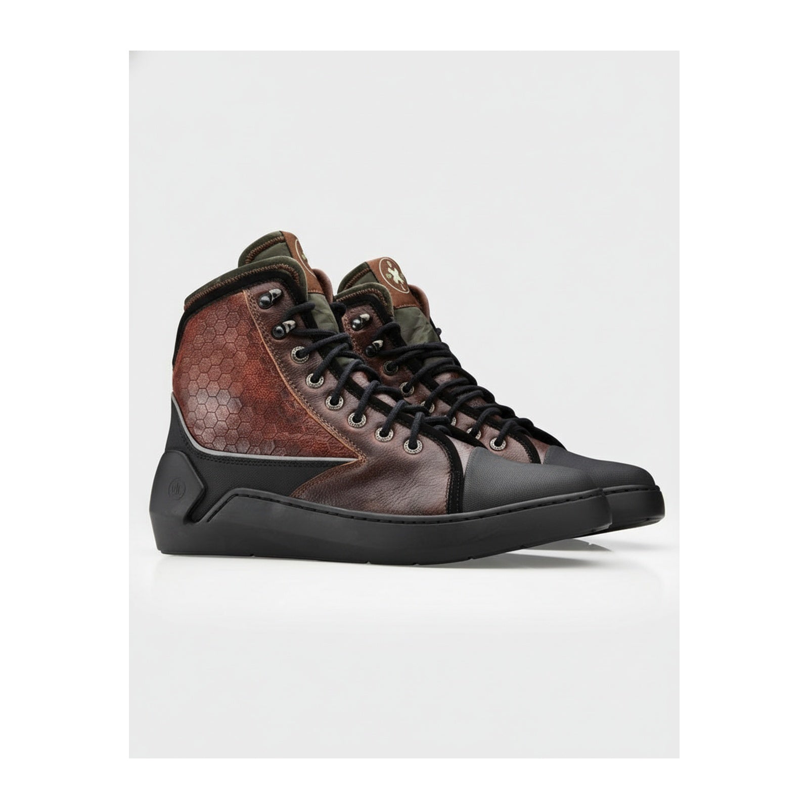 three-quarter-view - Men's Brown Leather Advance Protection Shoes