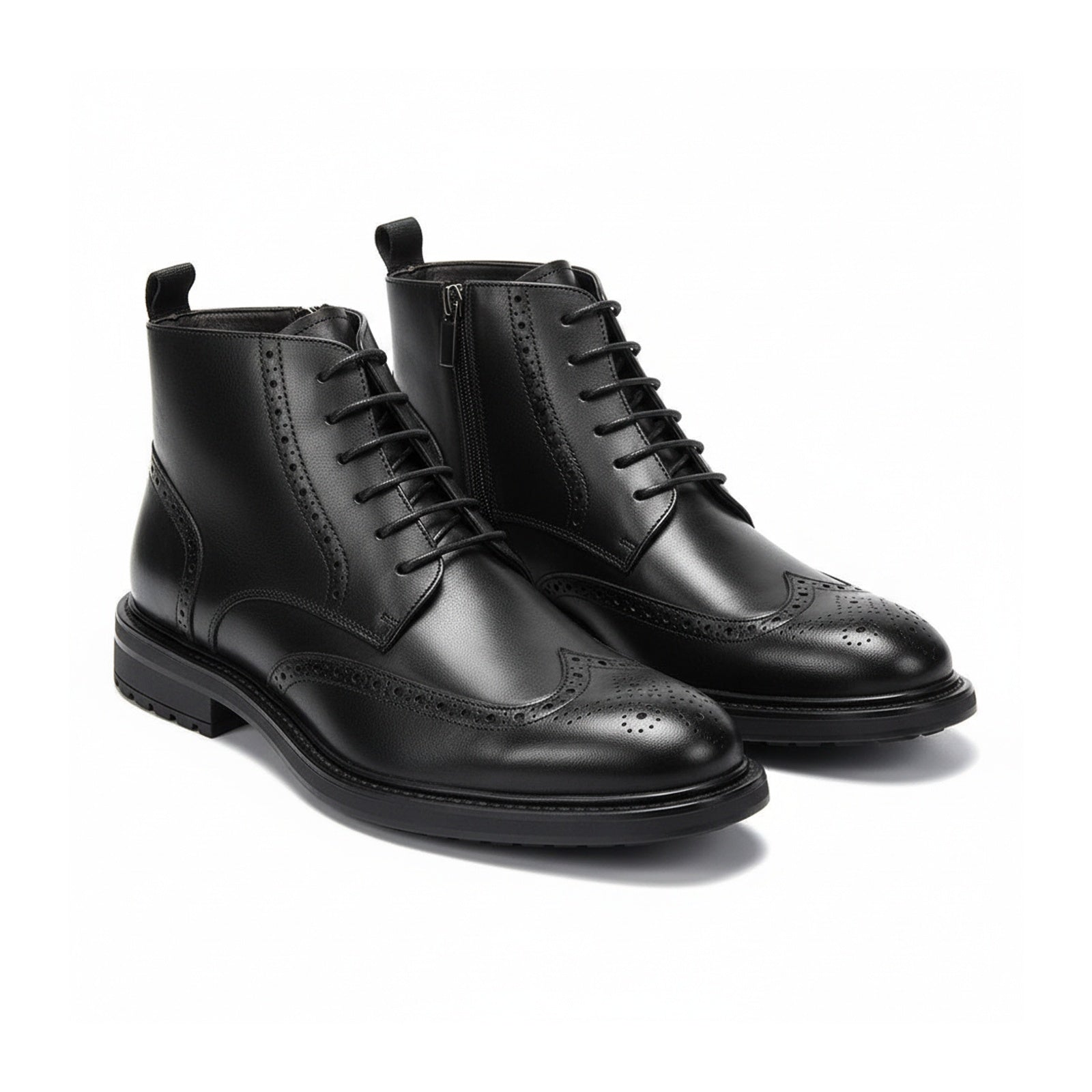 three-quarter-view - Men's Brown Leather Brogue Boots