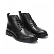 three-quarter-view - Men's Brown Leather Brogue Boots