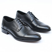three-quarter-view - Men's Brown Leather Brogue Dress Shoes