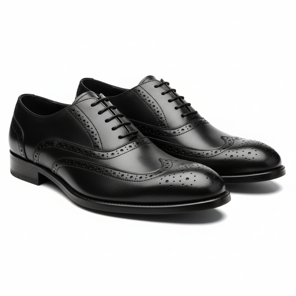 three-quarter-view - Men's Brown Leather Brogue Dress Shoes