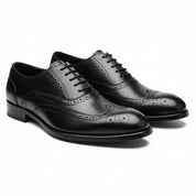 three-quarter-view - Men's Brown Leather Brogue Dress Shoes